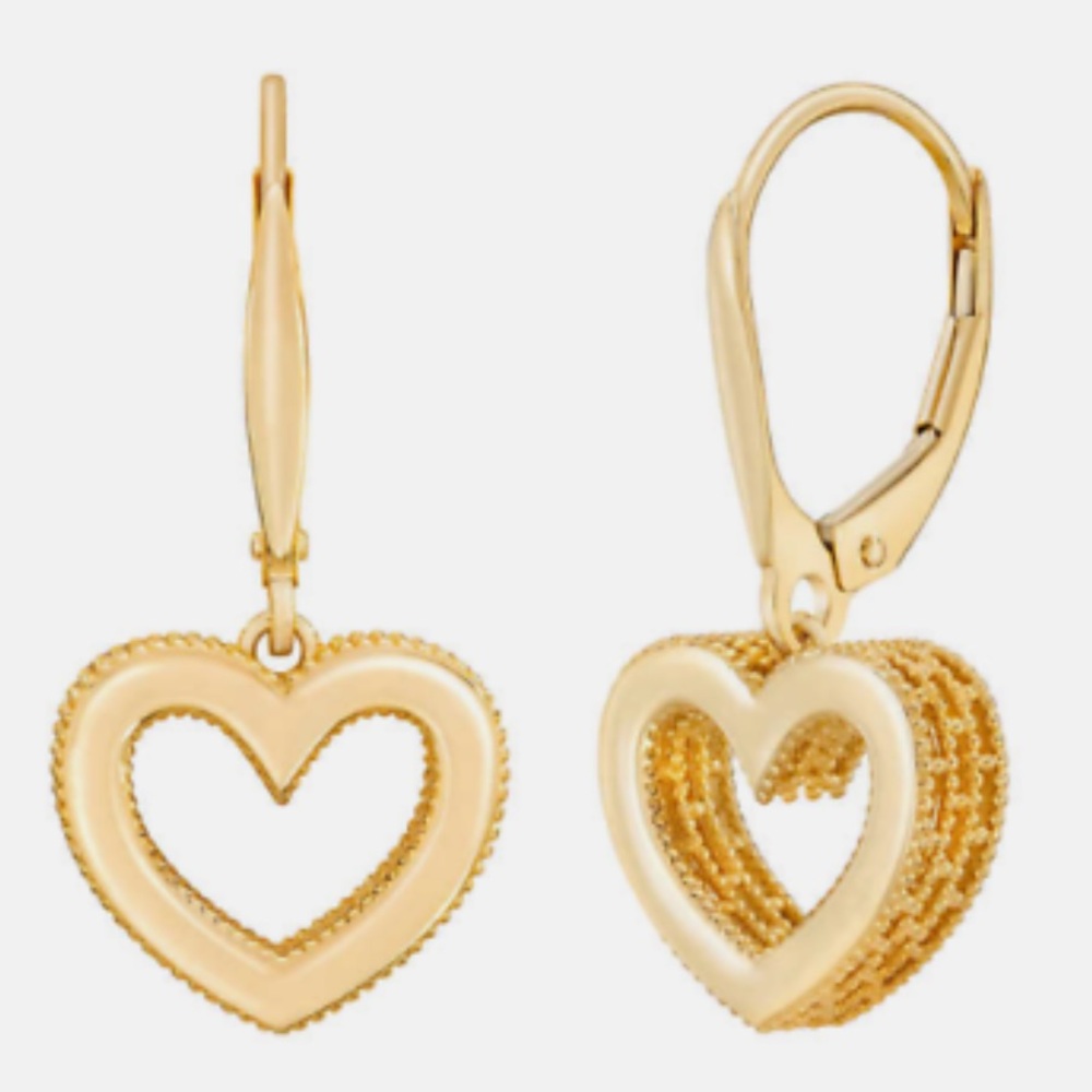 14 Karat Italian Gold Heart Dangle Earrings